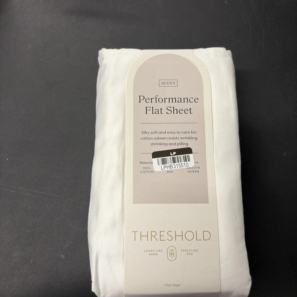Threshold Queen 400 Thread Count Performance Flat Sheet In Sour Cream NWT 20548
